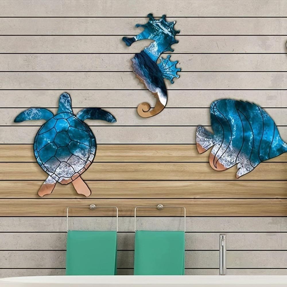 4 шт. Морской конёк Краб Летнее Океанское Настенное Украшение Средиземноморский Стиль Пляжный Подвес Декор Бара