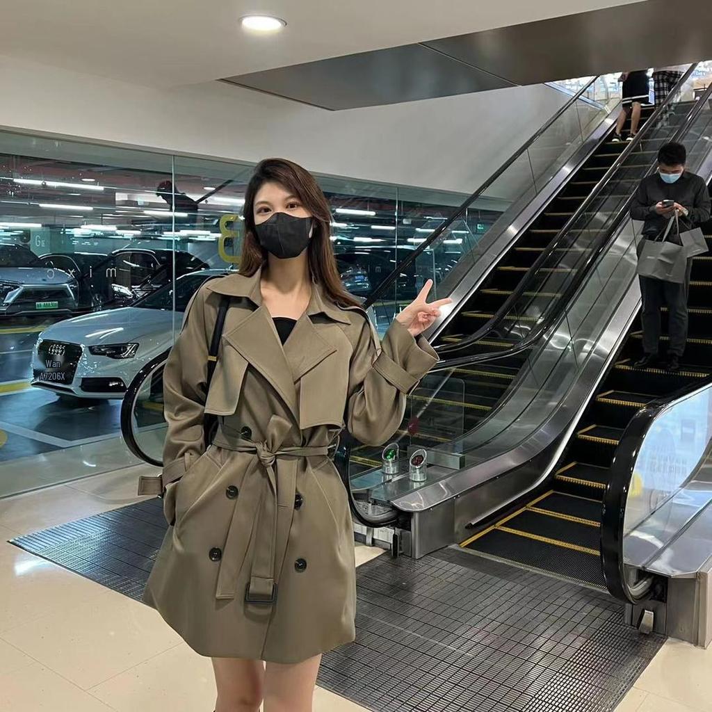 Женский тренч средней длины 2025 - Маленький рост, Корейский и Британский стиль для Осени/Зимы