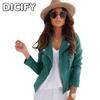 DICIFY Женские винтажные повседневные однотонные куртки и пальто с воротником-поло с длинными рукавами и осенне-зимним принтом