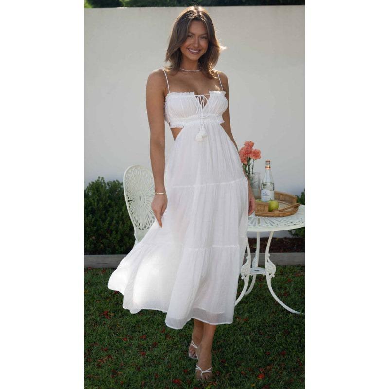 Женские летние новые темпераментные сексуальные платья с открытой спиной и длинными рукавами