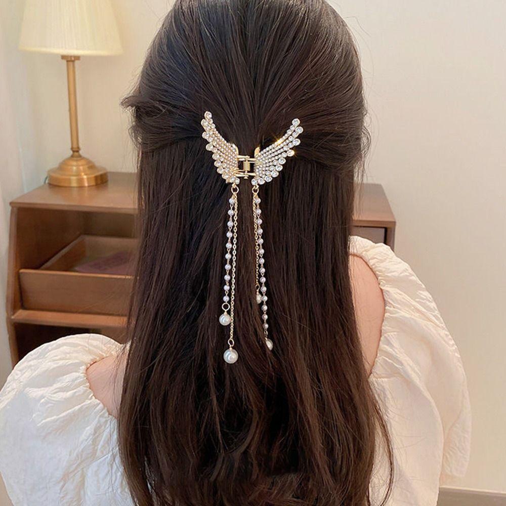 Headwear Simple Elegant Hair Claw Butterfly Hairpin Hair Accessories Pearl Tassel Hair Clip