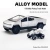Игрушечная модель пикапа Tesla и пляжного мотоцикла из сплава с инерционным механизмом и открывающимися дверями