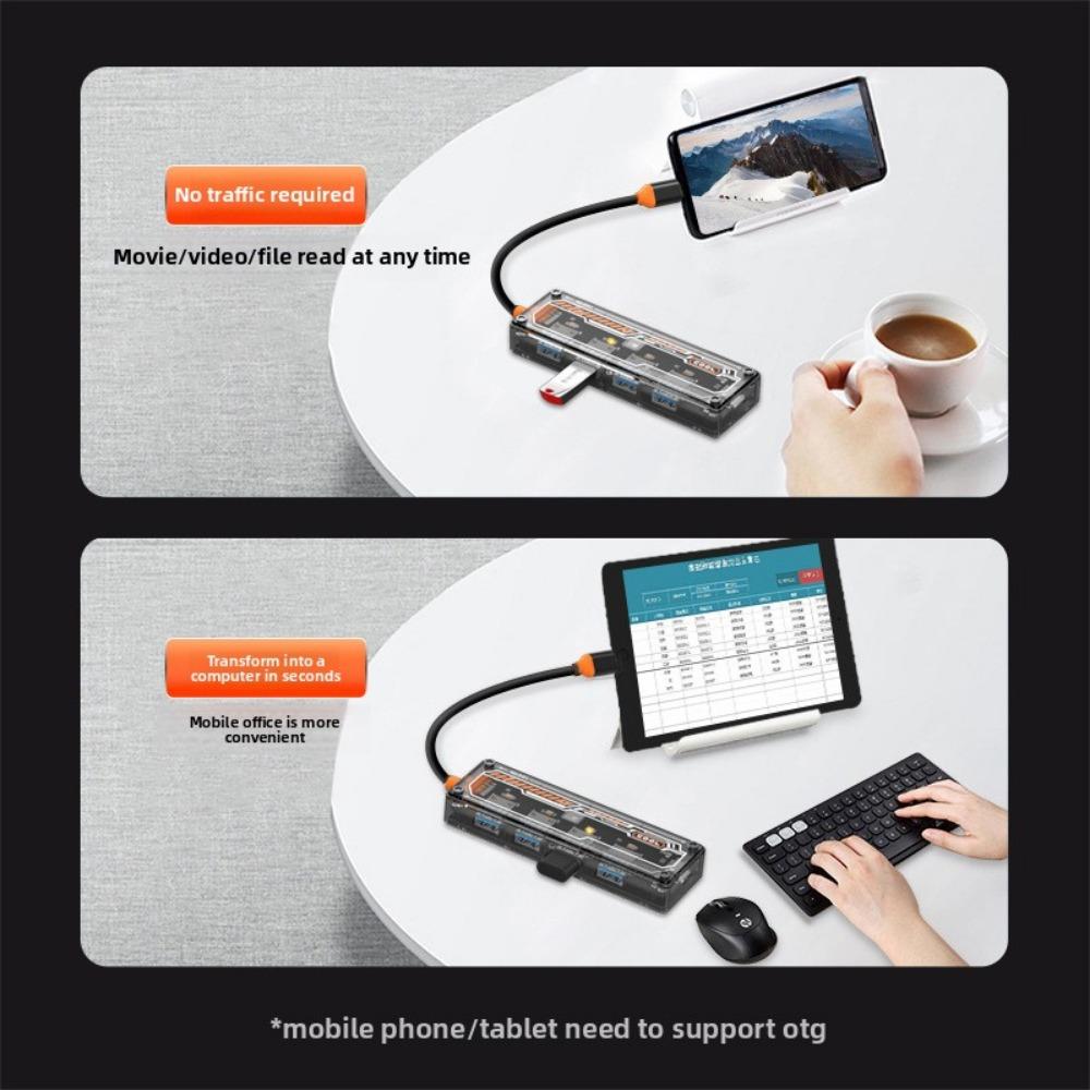 5 в 1 USB-адаптер типа C Hub с прозрачным дизайном для ноутбука ПК MacBook