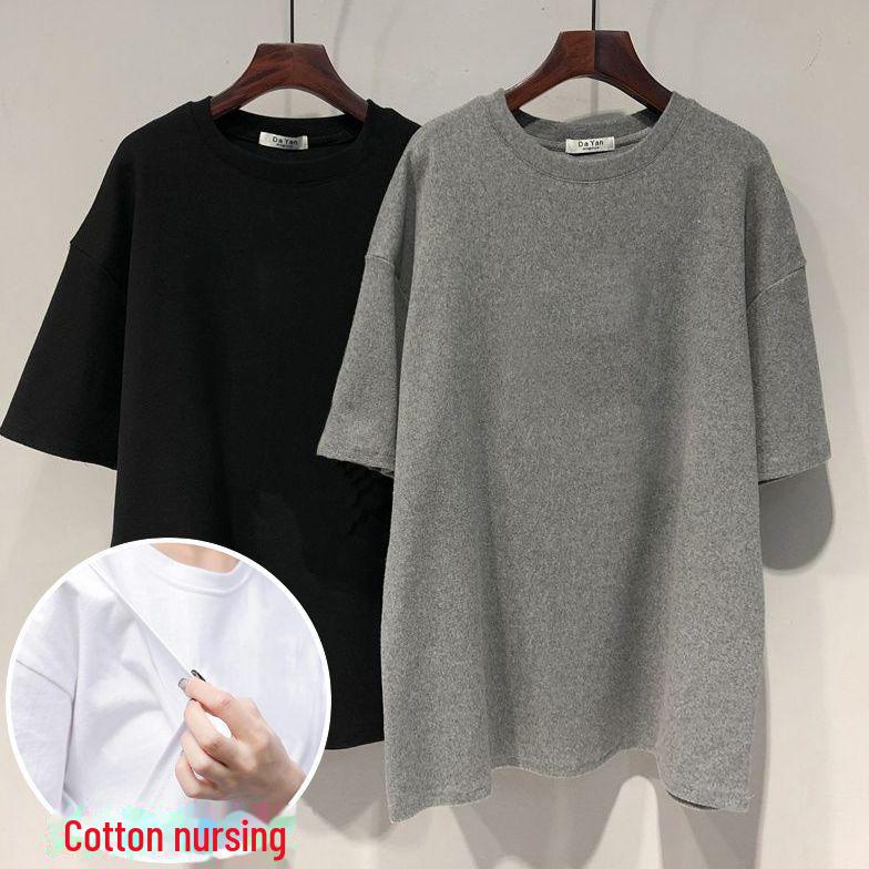 Футболка из хлопка с короткими рукавами для кормящих мам - свободный летний топ для кормящих мам