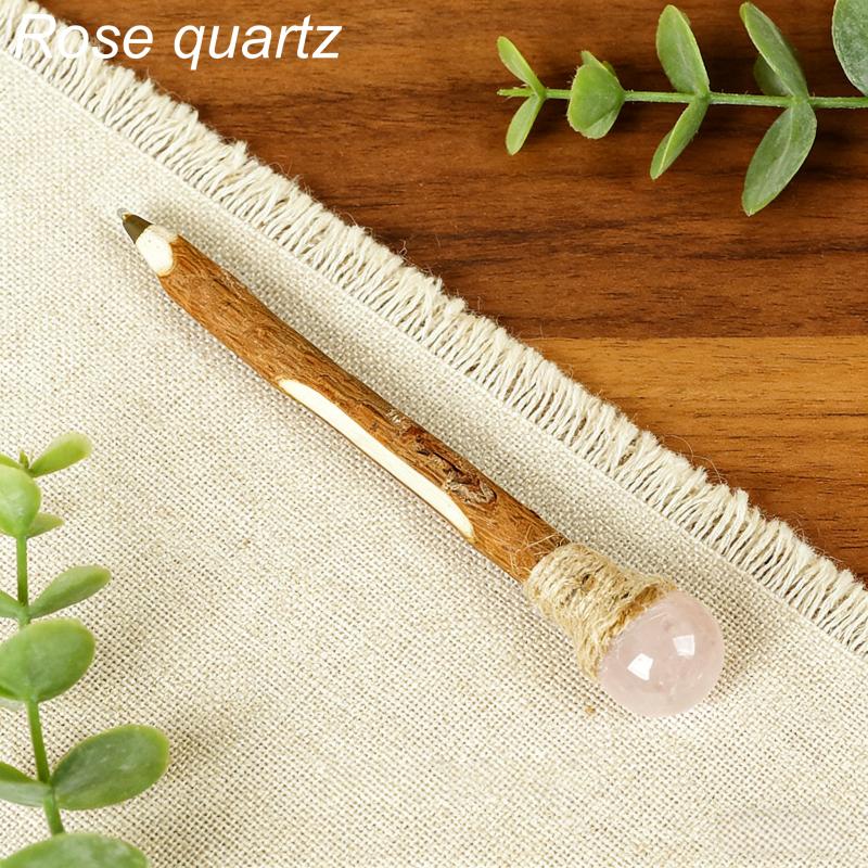 Premium Natural Gemstone Crystal Ballpoint Pen With Sphere Ornament Healing Handmade Pen for Office Stationery Gift Use