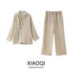 Fashion Style 2024 Summer New Arrival Women's Clothing Elegant Pure Linen Suit Outwear High Waist Straight Pants 6046582