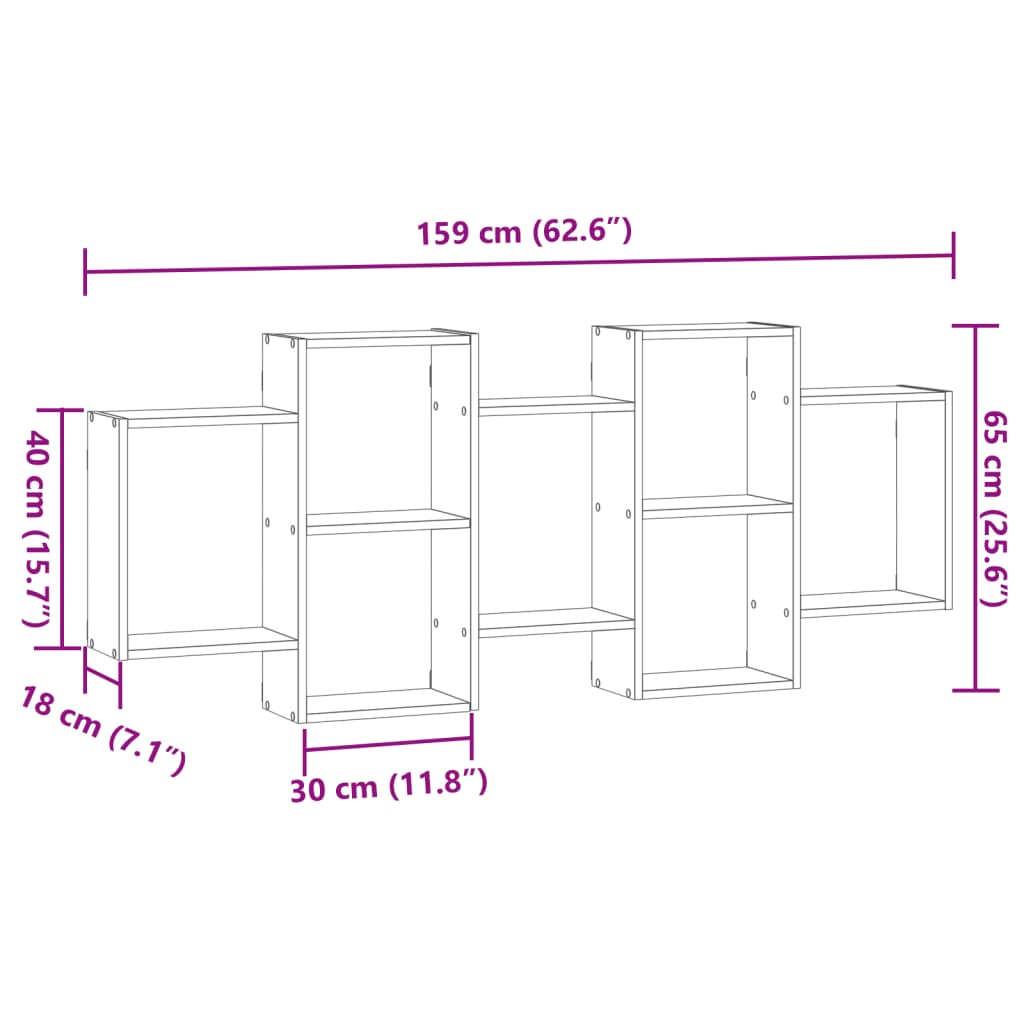Wall Shelf Concrete Grey 159 x 18 x 65 cm Particleboard