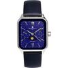Salvatore Marra Men's Square Moon Phase Watch with Multi-Calendar, Water Resistant, Leather Strap, Limited Edition Silver/Blue, SM24112-SSBLLE