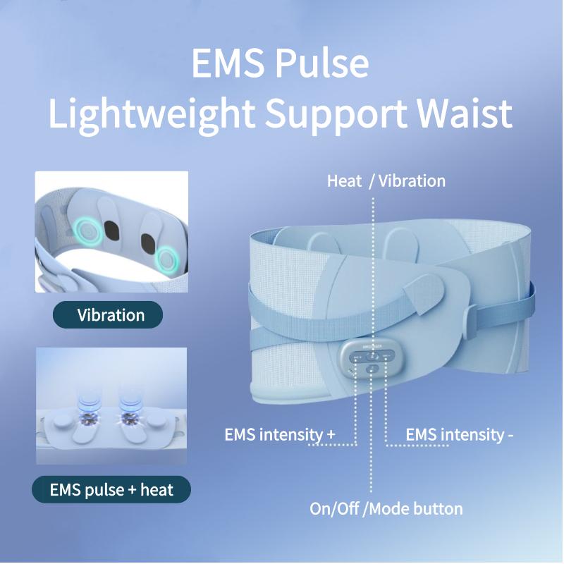 Electric Back Waist Massager Vibration Hot Compress Lumbar Support Massage Belt Relaxation Blood Circulation Rechargeable Gift