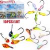SOUGAYILANG Ice Fishing Lures 15pcs Ice Fishing Jigs with Hooks Lead Jig Hooks Winter Full Metal Ice Lures Baits