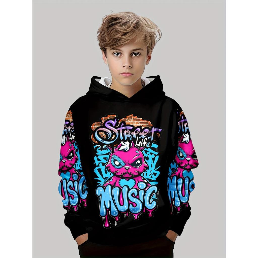 Новая толстовка с капюшоном с 3D-принтом, модная толстовка с длинным рукавом и капюшоном, удобный пуловер для мальчиков и девочек, детская толстовка