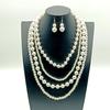 Европа и США горячая распродажа модный простой многослойный жемчужный комплект ожерелья и серег для бала