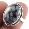Natural Snowflake Obsidian Gemstone Handmade 925 Sterling Silver Ring S.9 M4E88