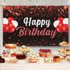 Trgowaul Happy Birthday Banner Backdrop - Red Black Birthday Party Decorations, Birthday Party Supplies Kids Men Women, Bday Gifts Sign Photo Booth
