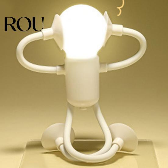 Adjustable Pose Night Light LED Bedside Lamp Changeable Shape Funny with Suction Cup Decorative Lighting Solution Soft Glow DIY Cute Bulb Man Mini