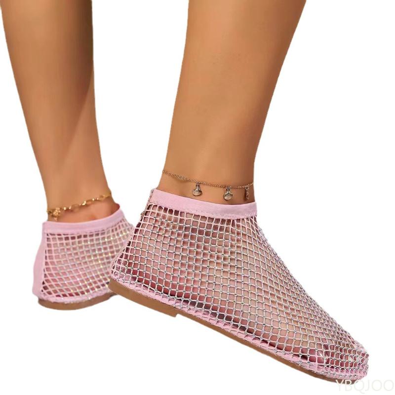 Мода 2025 Лето Новые Сандалии с круглым носком Модные ажурные полусапожки Женские Сексуальные большого размера балетки Повседневные удобные Женская обувь