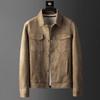 Autumn Winter Men's Casual Fashion Suede Warm Bomber Jacket Parkas Man Outdoor Fashion Turn Collar Jacket Coats Outwear