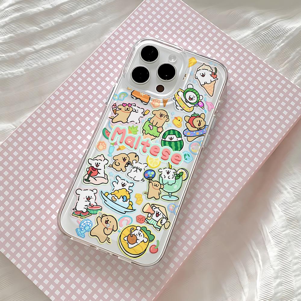 Summer Line Puppy Maltese Phone Case For Samsung Galaxy S25 S24 S23 S22 S21 S20 FE Note20 Note10 Edge Plus Ultra Lite 5G Cover