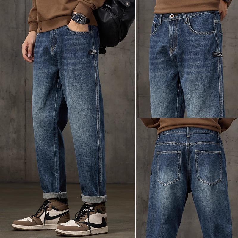 Весна и осень зима новые мужские плюшевые/обычные джинсы облегающие прямые эластичные деловые универсальные длинные брюки