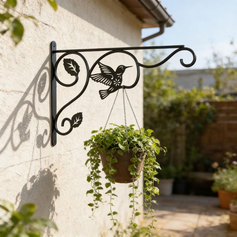 2 Pack Iron Plant Hangers Hook with Bird Pattern for Outdoor Indoor Hanging Plant Flower Pot Bird Feeder Wind Chime