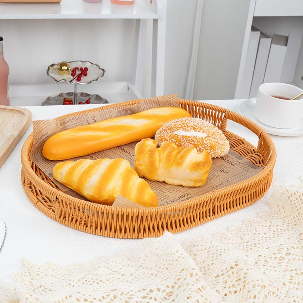 Практичная плетёная корзина из искусственного ротанга, овальная, большой вместимости, многоцелевая, для хлеба, для гостиной