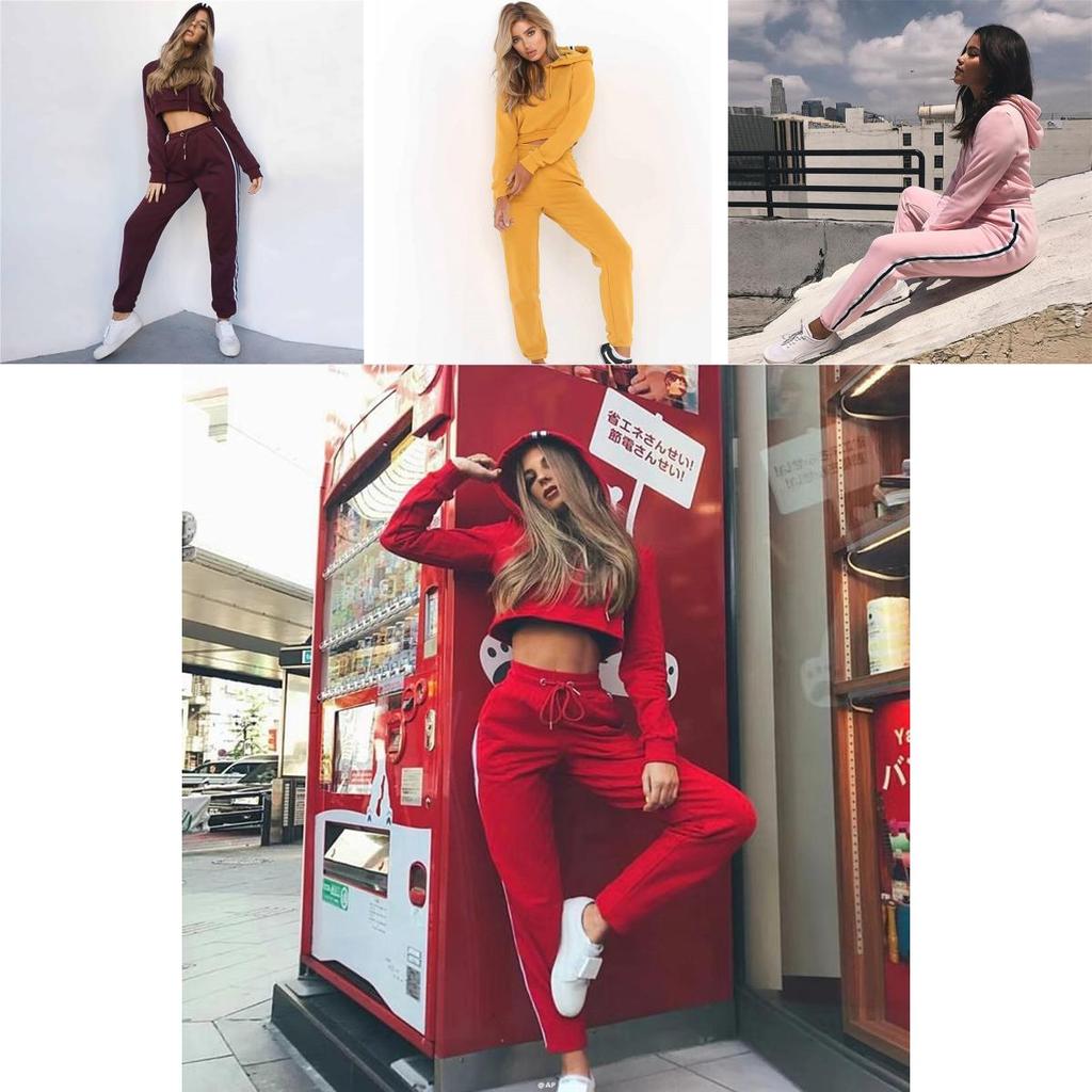 Sets Womens Tracksuit Topsbottom Fashion Long Sleeve Loose Pullover Sportwear