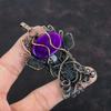 Purple Fire Labradorite Pendant Copper Wire Wrapped Gemstone Pendant Rainbow Moonstone Pendant Deer Face Pendant Handmade Jewelry For Gifts