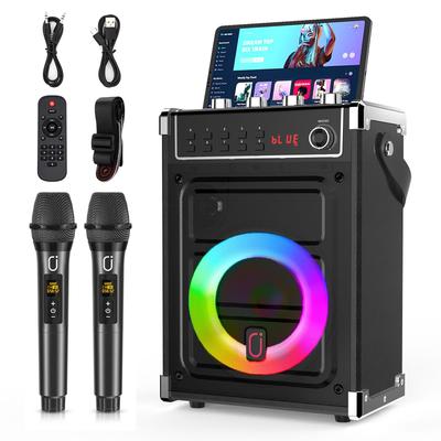 Караоке-машина, Bluetooth-динамик с регулировкой басов/высоких частот/эха и светодиодной подсветкой, поддержка USB, SD-карты, AUX, TWS, FM, REC
