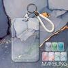 Marble Color Card Holder Case Creative Bus Card Holder with Keychain Lanyard Office Worker Card Protector