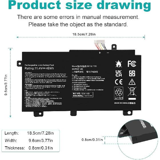 B31N1726 Laptop Battery for Asus FX80 FX80G FX80GD FX80GE FX80GM FX86 FX86FE FX86FM TUF FX504 FX504GE FX504GM FX505 FX505DT FX505DY FX505GE FX505GD