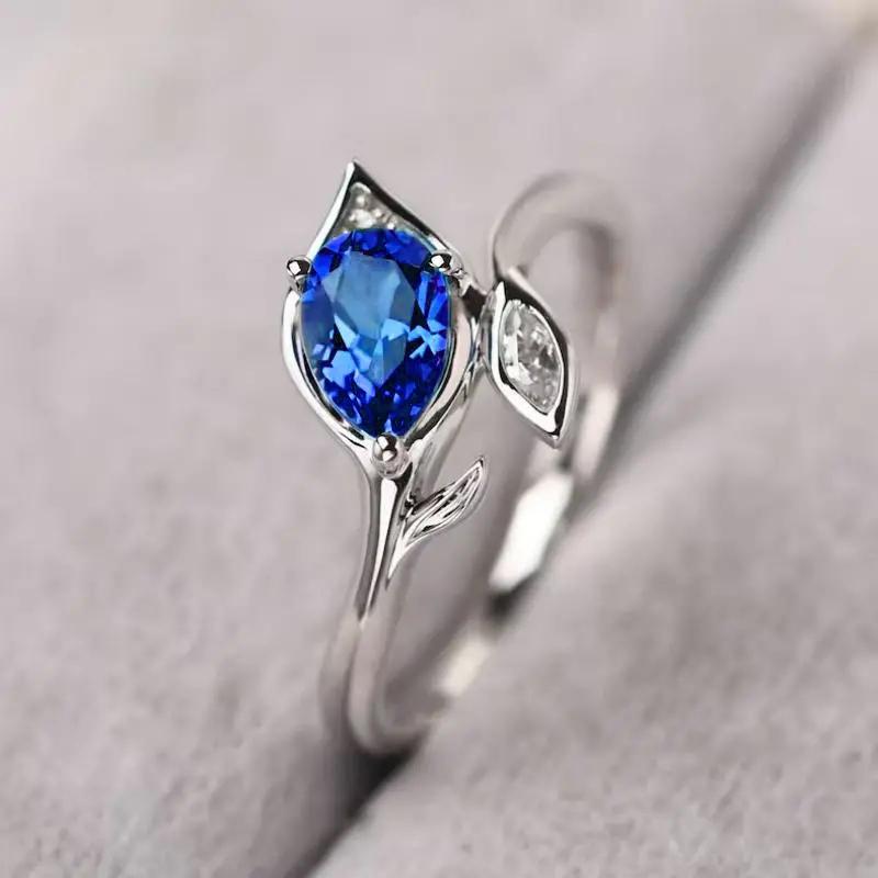 Huitan очаровательные кольца с каплями воды и синим кубическим цирконием для женщин, новый дизайн, роскошные элегантные женские свадебные аксессуары для вечеринок, ювелирные изделия