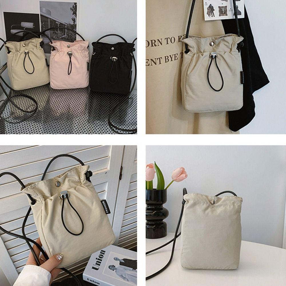 Purse Drawstring Canvas Bag Crossbody Bag Mobile Phone Bag Cute Nylon Shoulder Bag Office Worker