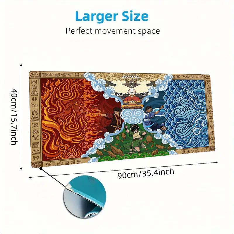 Avatar The Last Airbender Color Mouse Pad Large Gaming Table Cushion Non-slip Laptop Tablet Big Mousepad XXL Mat Mini PC Playmat With Lock edge