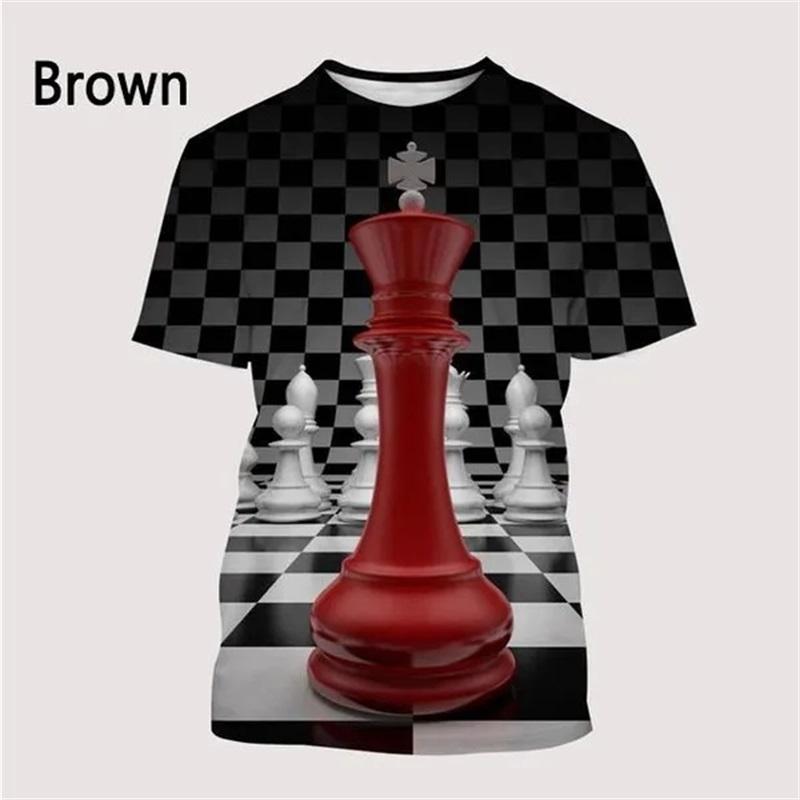 Интересная футболка с 3D принтом шахматного узора, мужские повседневные футболки с короткими рукавами и круглым вырезом для шахматной доски, футболки большого размера
