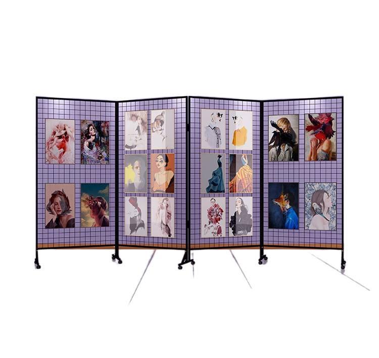 Iron Mesh Folding Display Stand for Art and Calligraphy Exhibitions