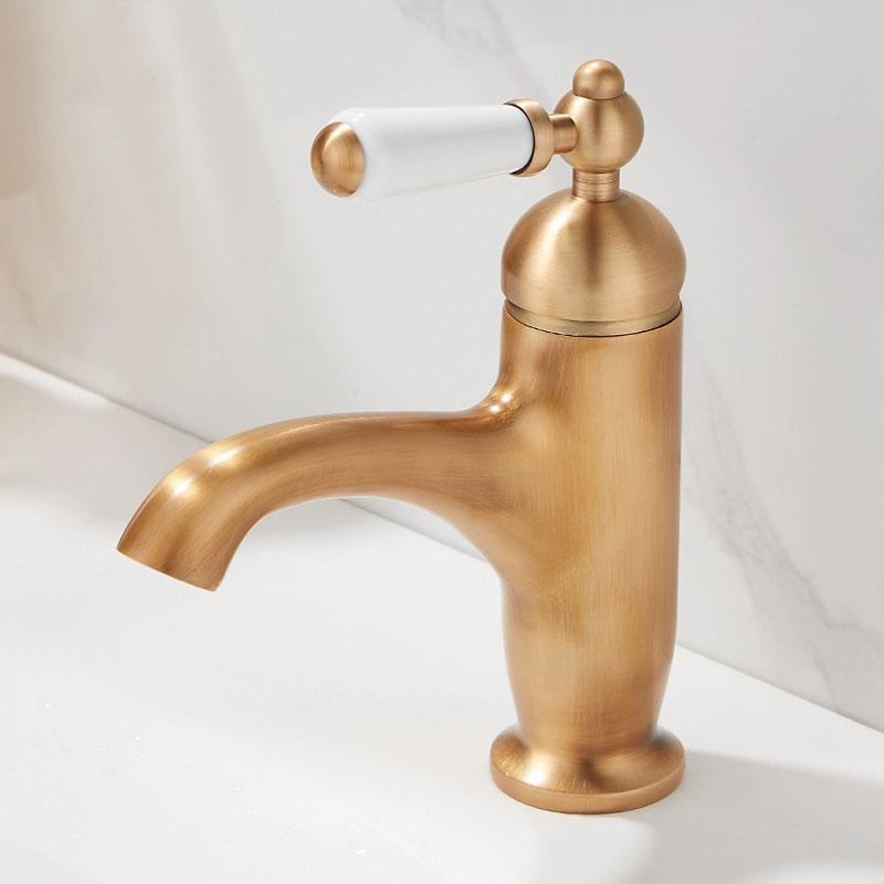 Смеситель для раковины с покрытием под золото Хромированные смесители для горячей и холодной воды Старинный смеситель для раковины Смесители Керамическая ручка Черные смесители для раковины