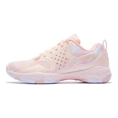 Кроссовки для бадминтона Li Ning Zhan Ji TD Shock Absorbation Rebound Low Top, женские, флуоресцентно-оранжевый, розовый, AYTQ012-4