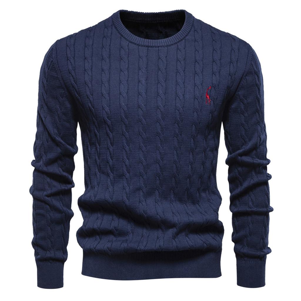 Men's Autumn Long Sleeve Solid Color Sweater Men's Loose Solid Color Round Neck Casual Sweater