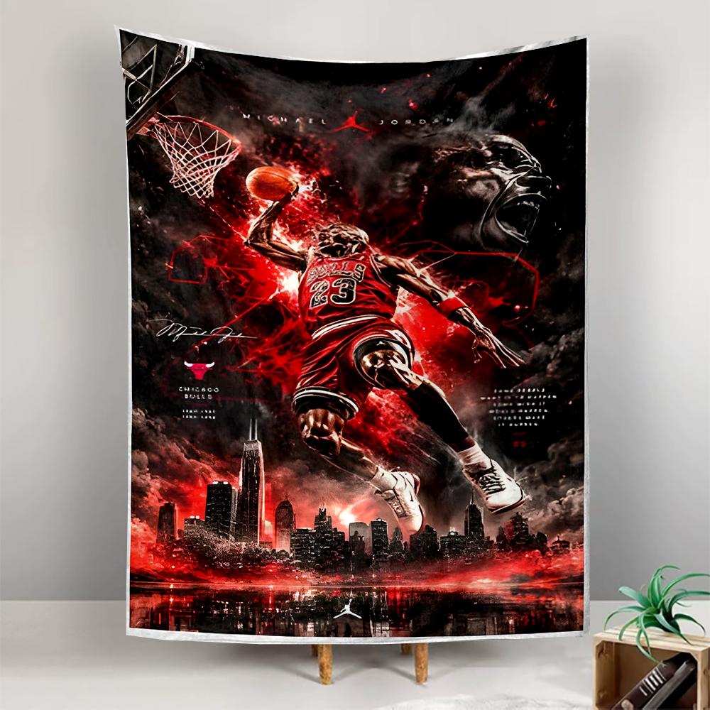 Michael Jordan Dunk Red Fire Printed Tapestry Wall Tapestry for Living Room Bedroom Dorm Decor
