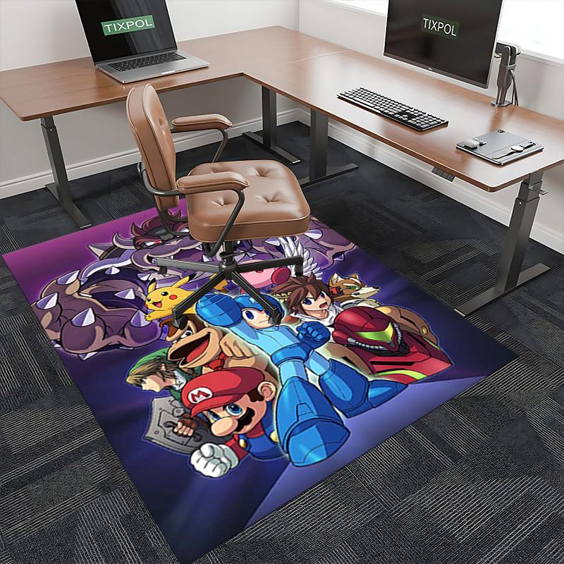 1pc Mario, Pikachu, Kirby, Mega Man, Donkey Kong, Link, Samus Aran Chair Mat, Office Rug - Non-Slip Carpet for Home Decor, Living Room, Bedroom, Game