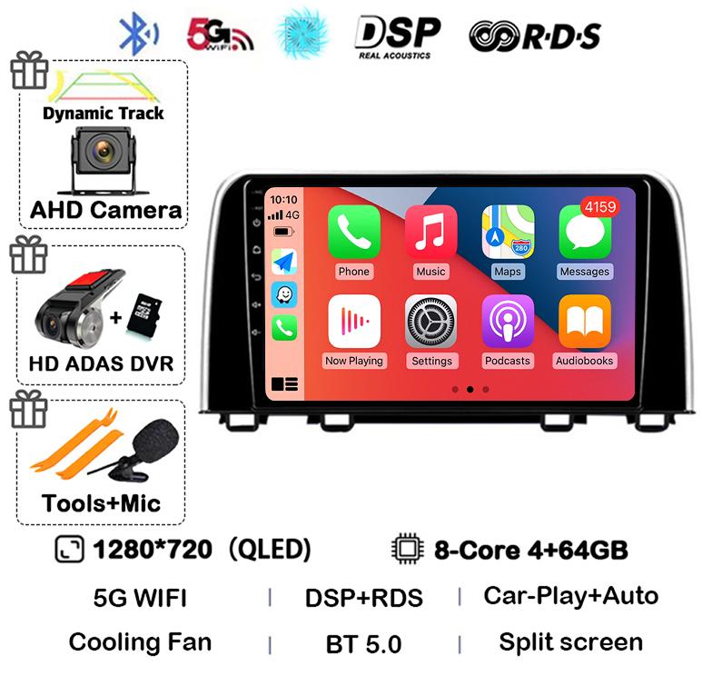 Android 14 Carplay Автомагнитола для Honda CRV 2016 2017 2018 2019 2020 2021 Мультимедийный Видеоплеер GPS Стерео WIFI Головное Устройство