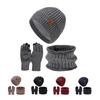 Men's Winter Hat Scarf Gloves Kit High Elastic Thick Double Layer Ear Protection Knitted Hat