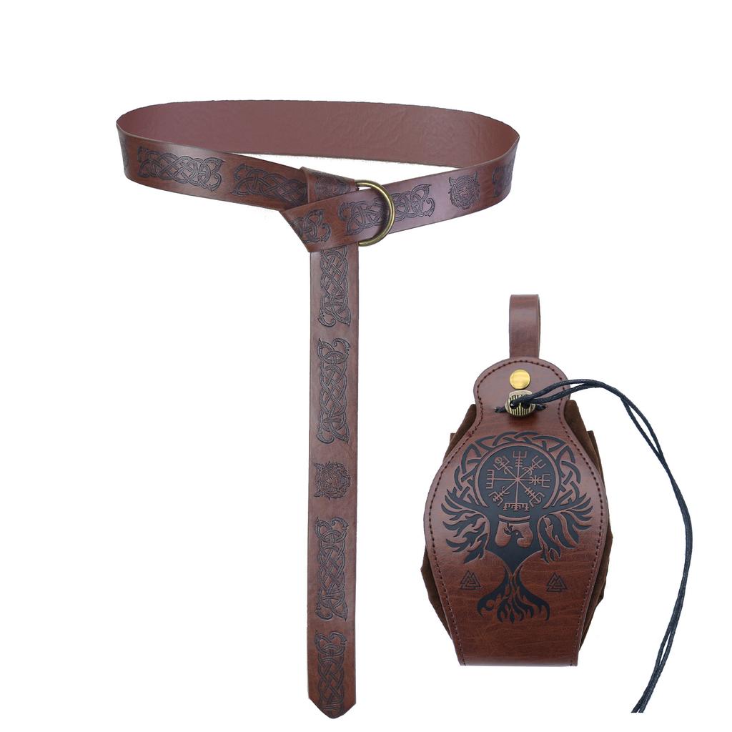 Medieval Knight Pu Belt Viking Vintage Bag Bag Halloween Cosplay Costume Dress Up Props