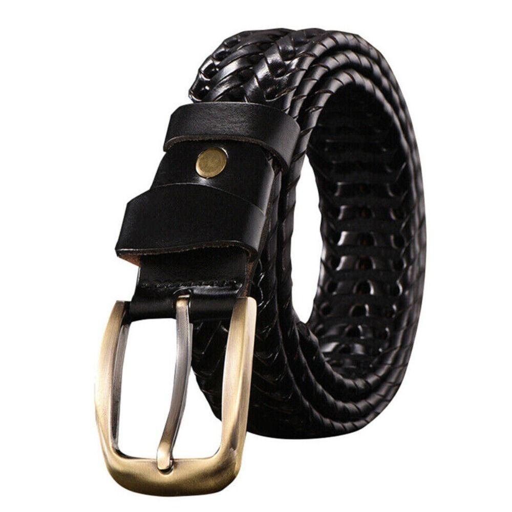 Leather Gold Pin Buckle Trousers Vintage Belts Waistband Jeans Strap Braided Belt