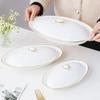 Тарелка для рыбы на пару Овальная тарелка Блюдо для сока из морских ушек Тарелка для морских огурцов Керамическая столовая посуда с крышкой Посуда для ресторана отеля