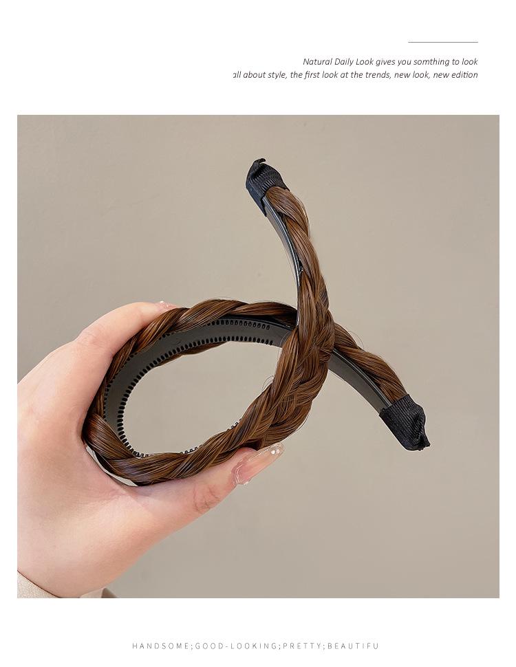 Five-Strand Braid Thick Wide Edge Handmade Fishtail Twist Headband for Women