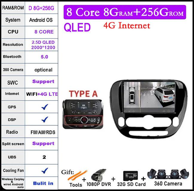 Android 14 для Kia Soul 2 2013-2019 Автомобильный радиоприемник Мультимедийный проигрыватель GPS Навигация DSP Экран