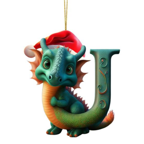 Рождественская елка Подвеска Мультфильм Динозавр Письмо Украшение для дома Окно автомобиля 2D Плоский