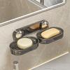 Wall Mount Soap Dish Double Layers Hollow Quick Drain Modern No Drill Kitchen Bathroom Shampoo Bar Shower Soap Holder Container Box Saver