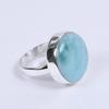 Кольцо с круглым драгоценным камнем из натурального ларимара, кольцо из твердого серебра 925 пробы, женское кольцо, подарок на годовщину дня рождения, кольцо ручной работы